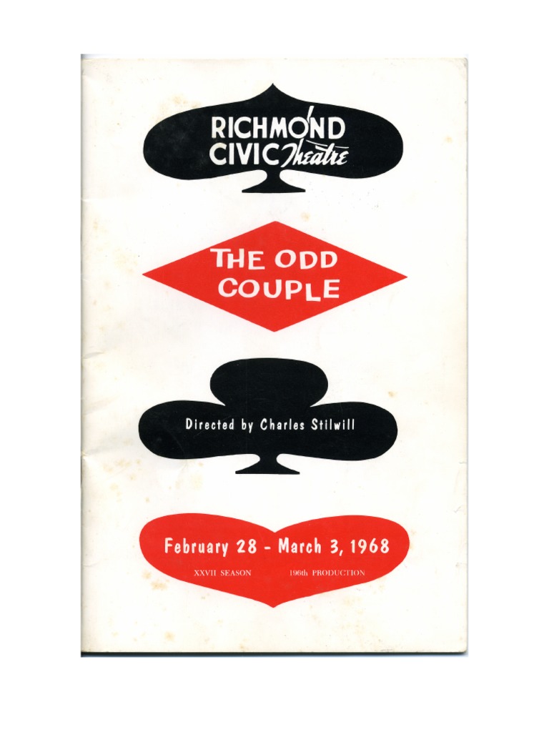 The Odd Couple Richmond Civic Theatre 1968