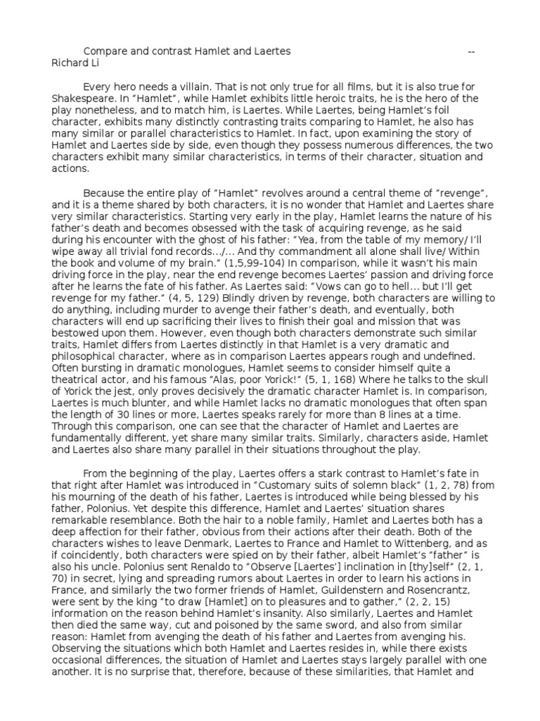 Hamlet Vs Laertes PDF Hamlet Plays Based On European Myths And Legends