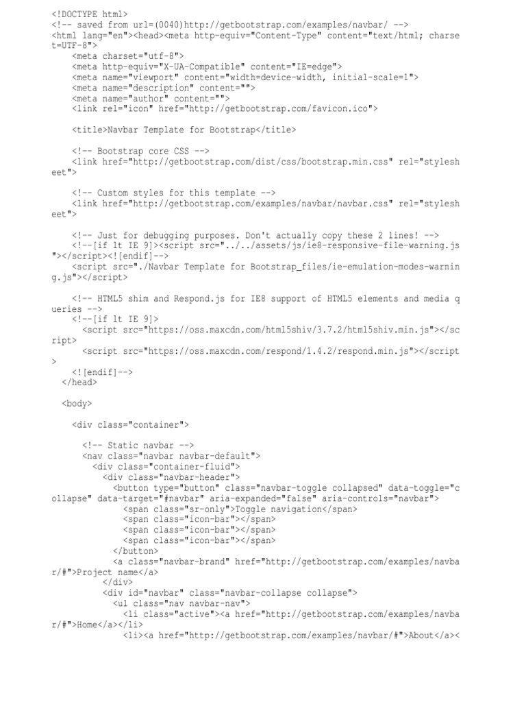 Bootstrap Navbar Template Example | PDF | Bootstrap (Front End ...
