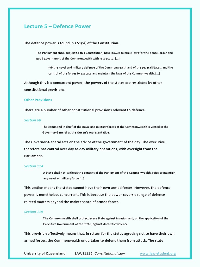 Understanding Australia's Defence Power | PDF | High Court Of Australia ...