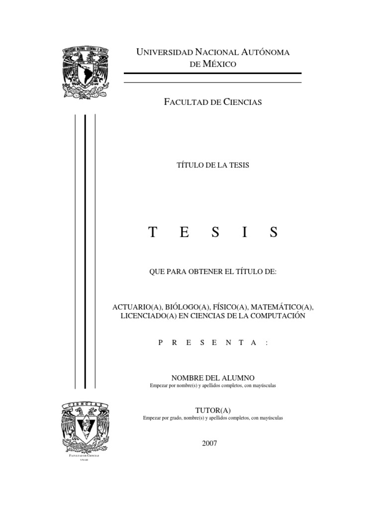 Caratulas Tesis-Pag  Unam | PDF | Ingeniería | Cognición