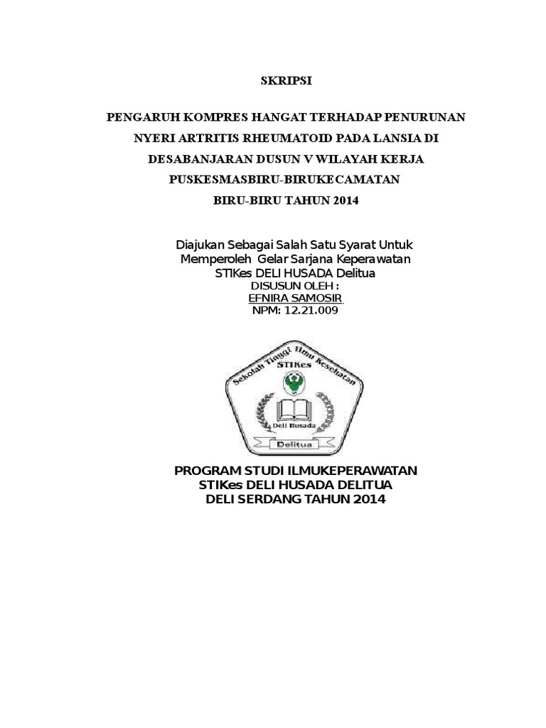 Diajukan Sebagai Salah Satu Syarat Untuk Memperoleh Gelar