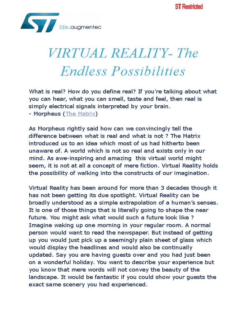 Exploring Virtual Reality's Future | PDF | Virtual Reality | Nanotechnology