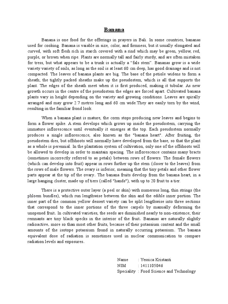 Description of Banana Banana Fruit