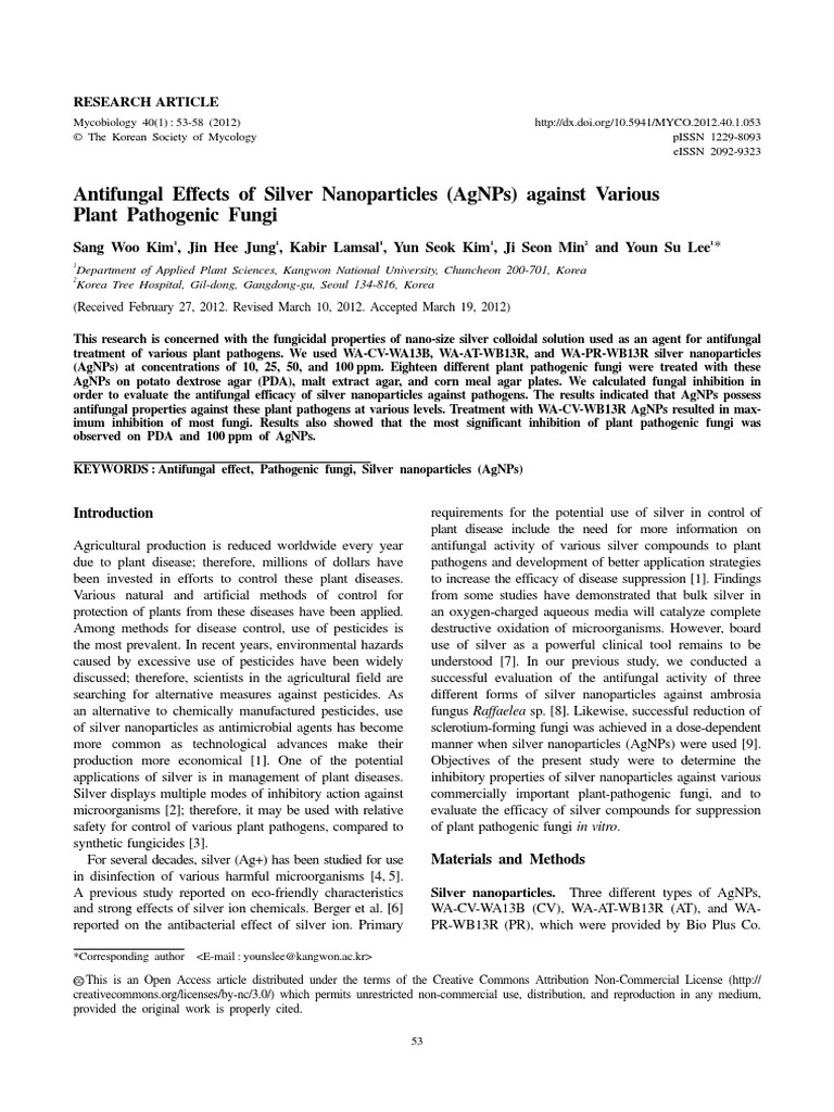Antifungal Effects of Silver Nanoparticles (Agnps) Against Various ...