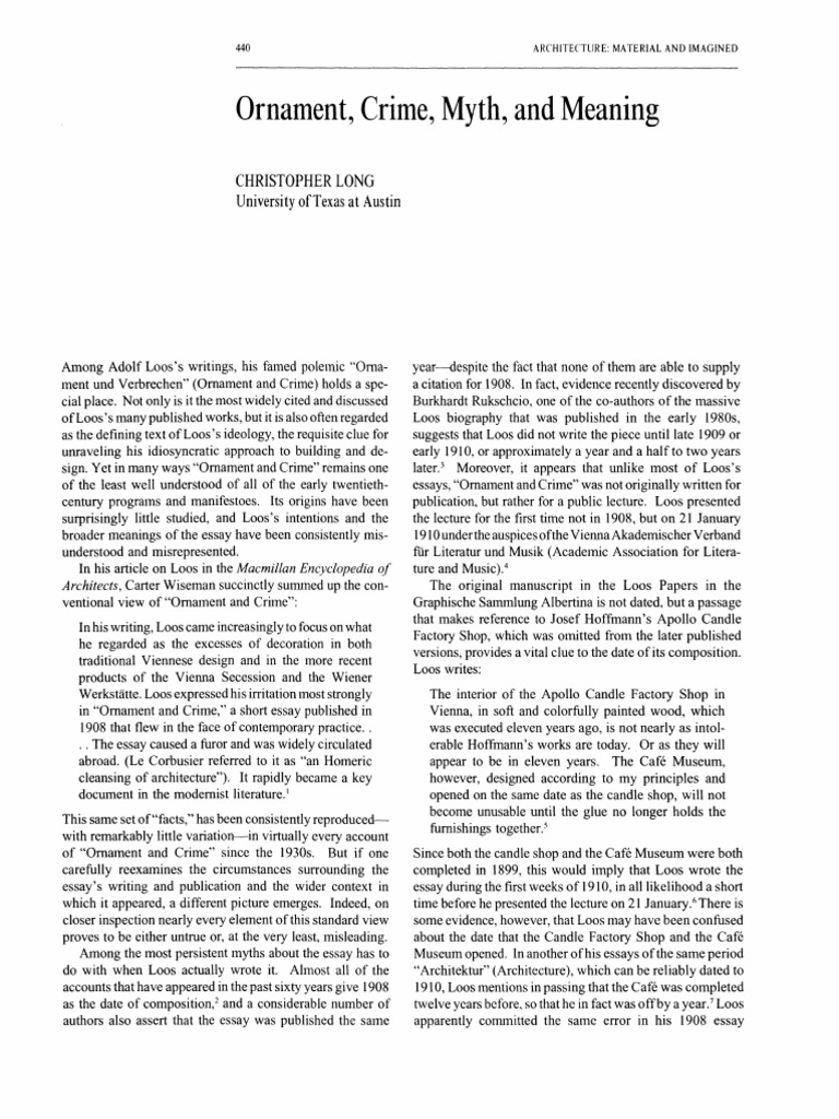 Ornament, Crime, Myth, and Meaning Christopher PDF Ornament (Art