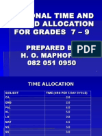 Time and Period Allocation For Grades 7 - 9