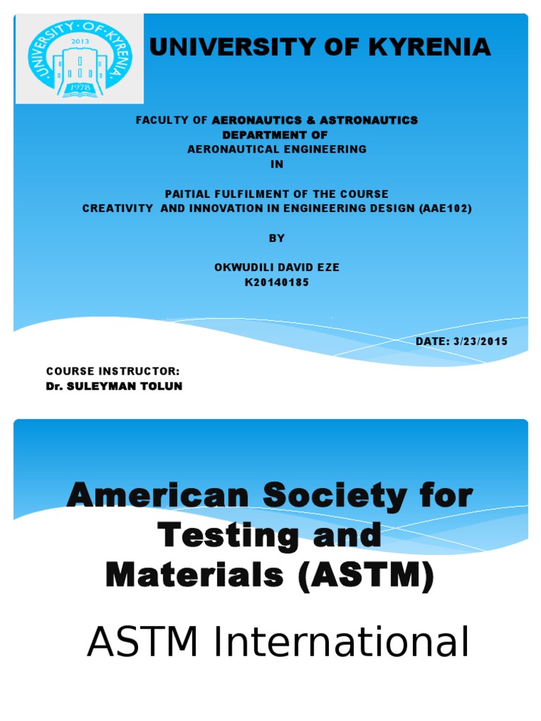 AMERICAN SOCIETY FOR TESTING AND MATERIAL (ASTM International) | PDF ...