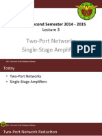 Two - Port Networks Single - Stage Amplifiers: EEE 51: Second Semester 2014 - 2015