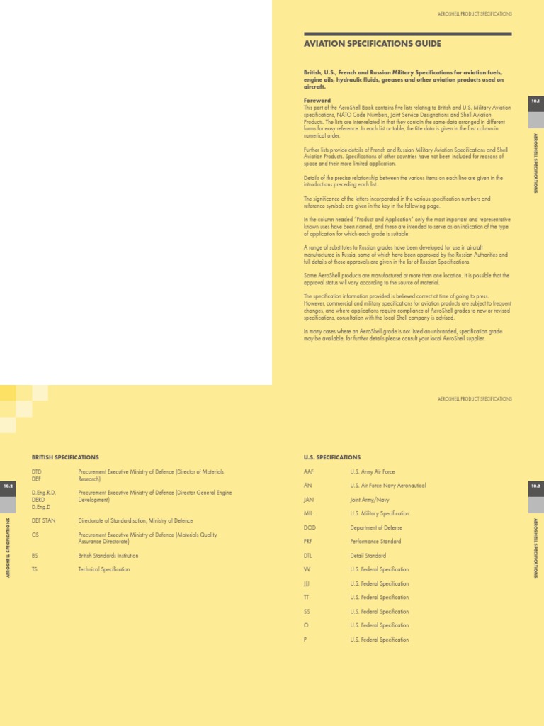 AeroShell Aviation Specifications Guide | PDF | Jet Fuel | Motor Oil