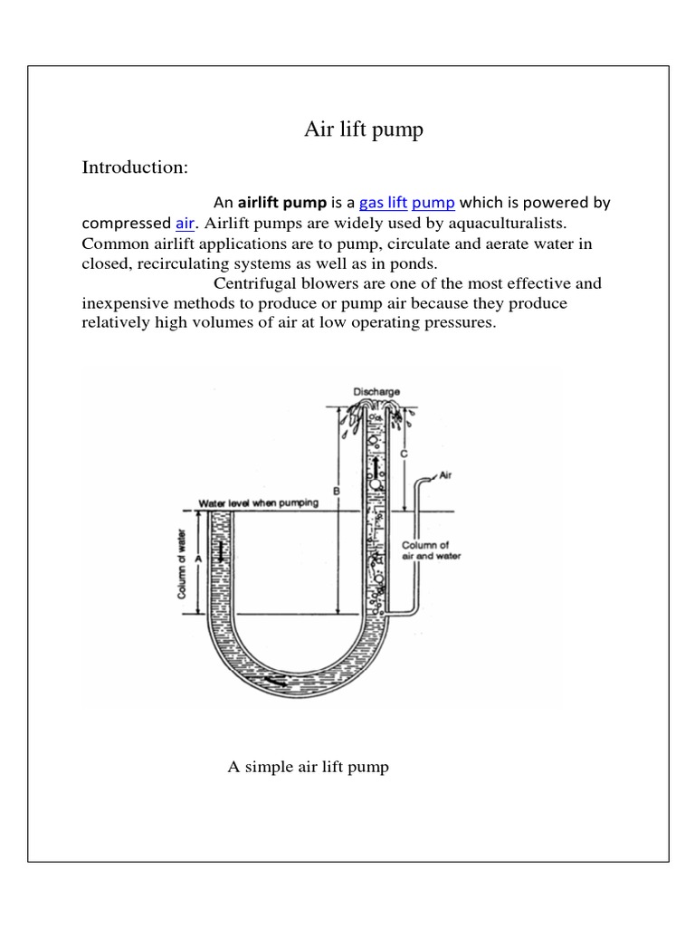 Air Lift Pump | PDF | Pump | Fluid Dynamics