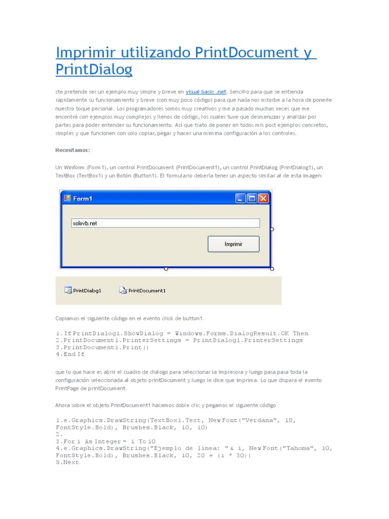 Imprimir en VB.NET con PrintDocument | PDF | Impresora (Computación ...