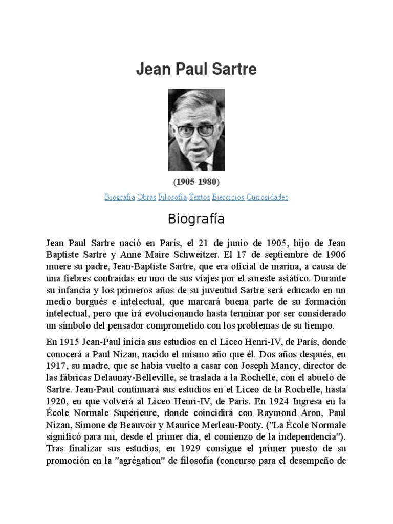La náusea - Jean Paul Sartre [RESUMEN Y ANÁLISIS] - Biobibliografias