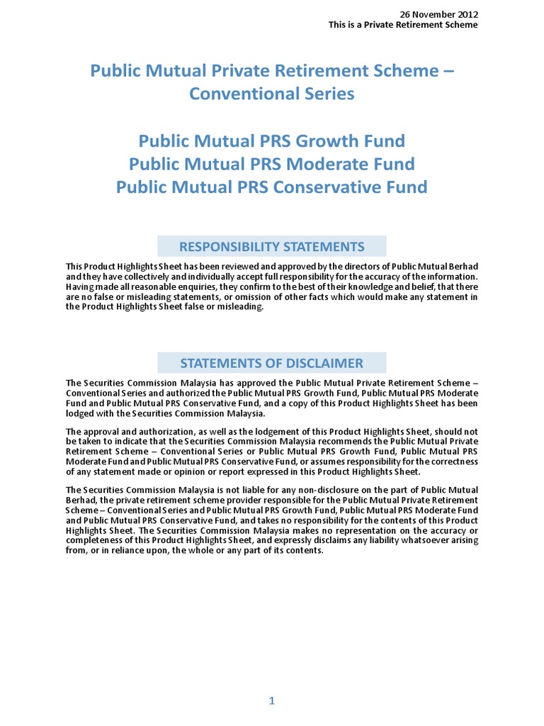 Public Mutual PRS Overview and Benefits | PDF | Financial Risk ...