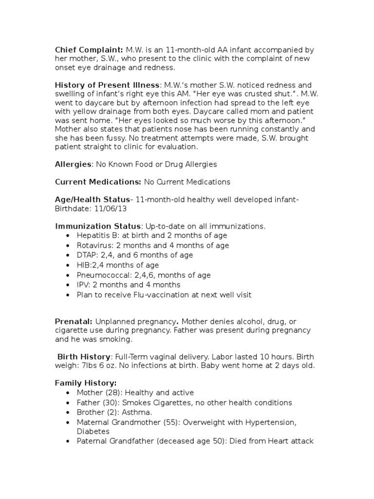 Pediatric Soap Note 3 PDF Childbirth Medicine