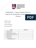 Standard Gibbs Free Energy for Sodium Hydrogen Carbonate Decomposition