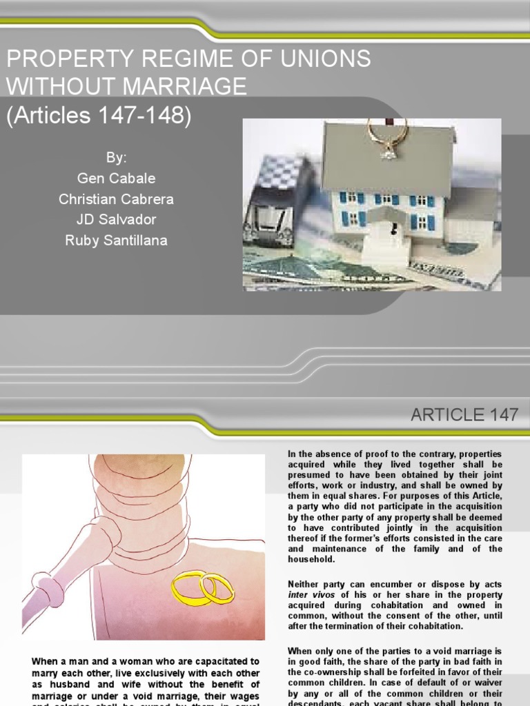 Property Regime of Unions Without Marriage (Articles 147148) PDF