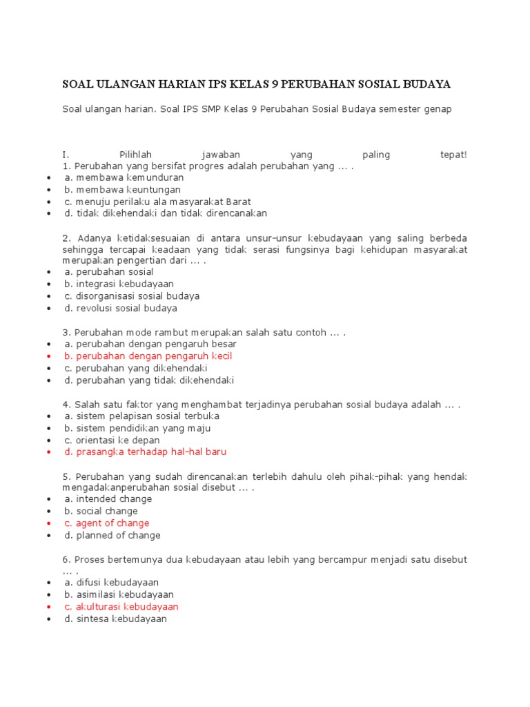 Soal Ulangan Harian Bahasa Indonesia Kelas 9 Tentang