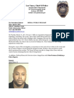 Lee Vance, Chief of Police: Jackson Police Department 327 East Pascagoula Street Jackson, MS 39205