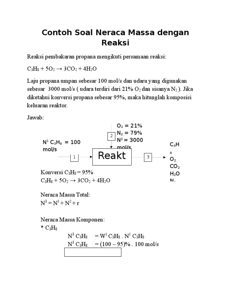 Reakt Or Contoh Soal Neraca Massa Dengan Reaksi