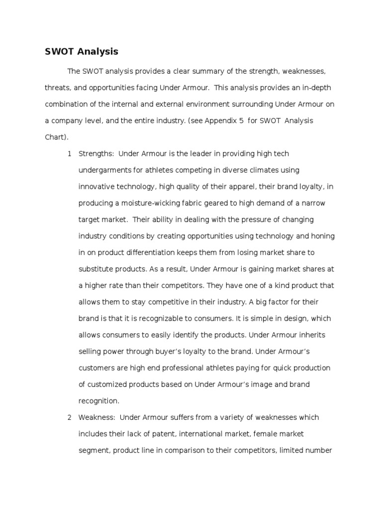 Swot Analysis of Under Armour PDF