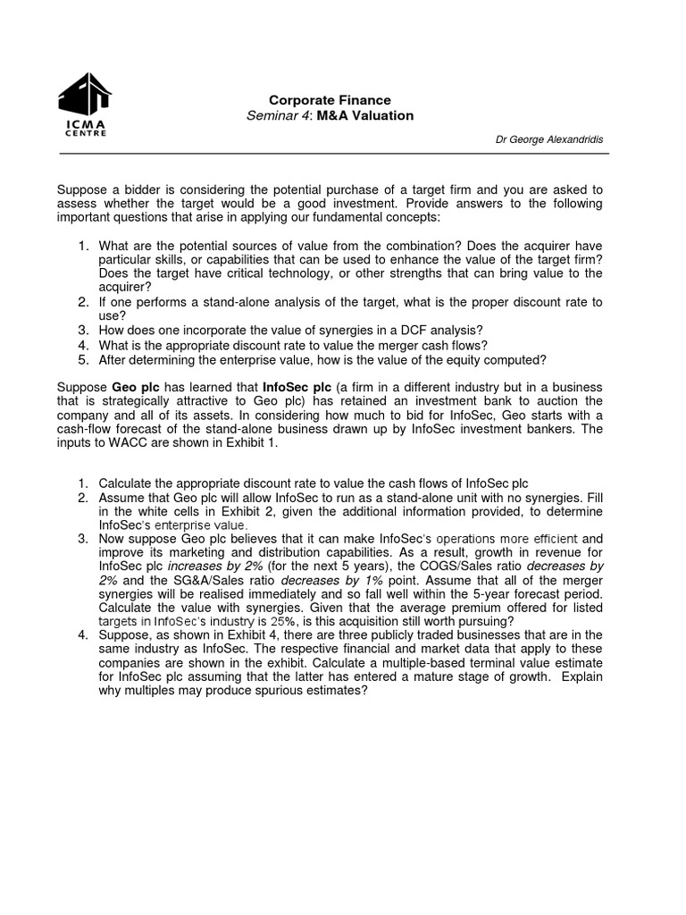 M&A Valuation Strategies and Analysis | PDF | Discounted Cash Flow ...