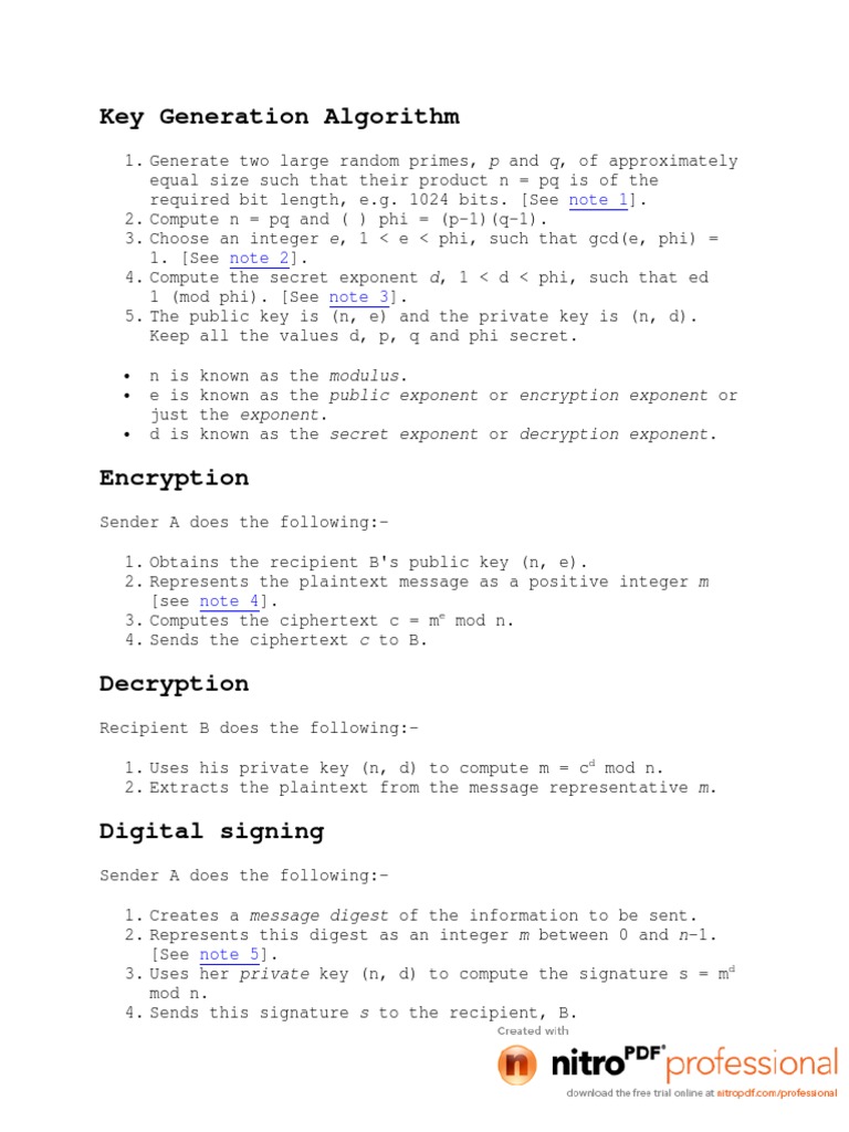 RSA Key Generation and Encryption Process | PDF | Key (Cryptography ...