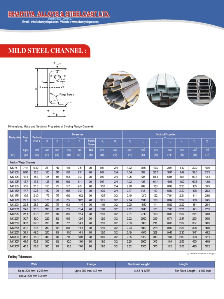 Medium Weight Channel Specifications | PDF | Technology & Engineering