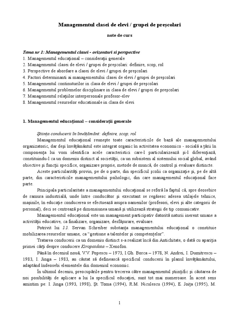Managementul Clasei de Elevi | PDF