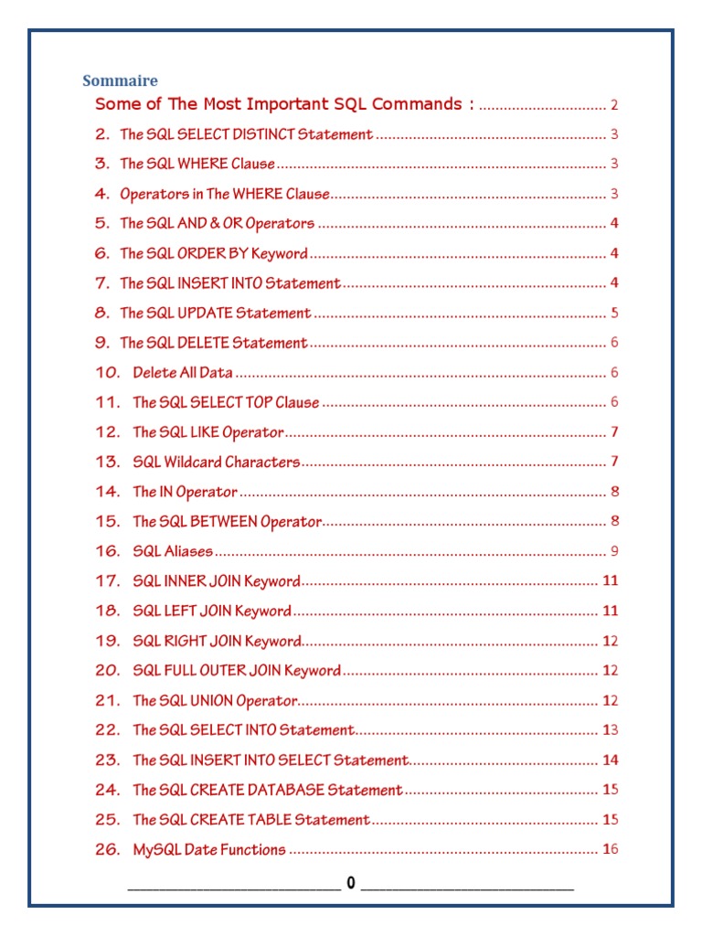 SQL Commands Detailed | Sql | Table (Database)