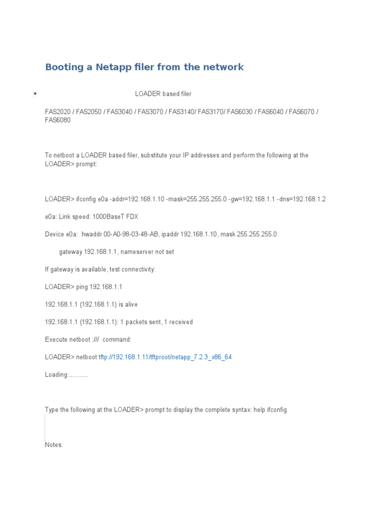Netbooting a NetApp Filer Guide | PDF