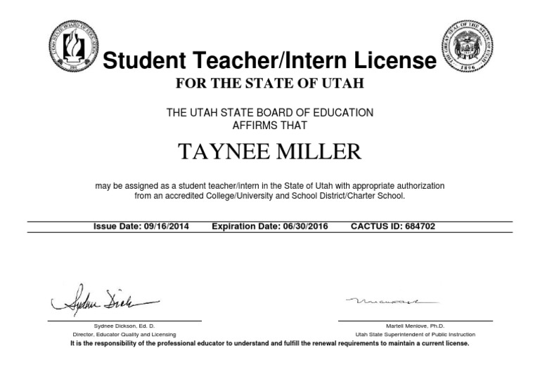 Student Teaching License | PDF