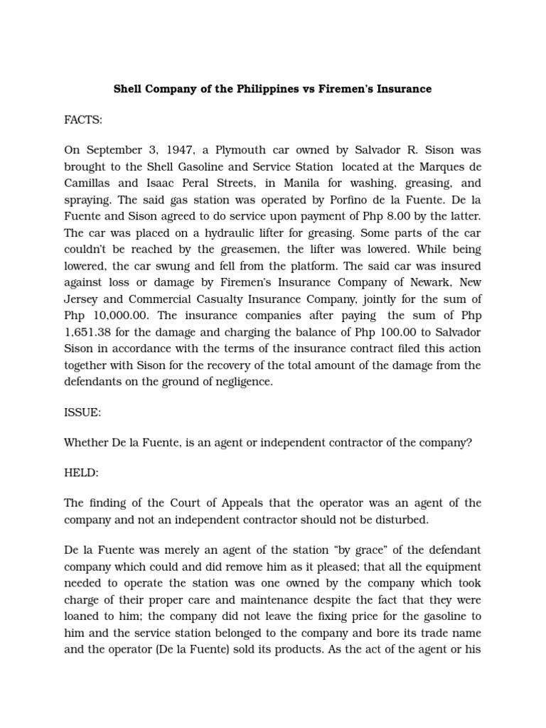 Shell Company of The Philippines Vs Firemen | PDF