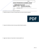 BITS C464/BITS F464 - Machine Learning: Department of Computer Science and Information Systems