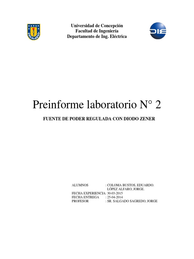 Fuente de Poder Regulada Con Diodo Zener | PDF | Resistencia Eléctrica ...