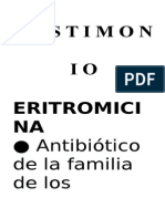 Testimon IO Eritromici NA: Antibiótico de La Familia de Los