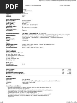Booking Confirmation $