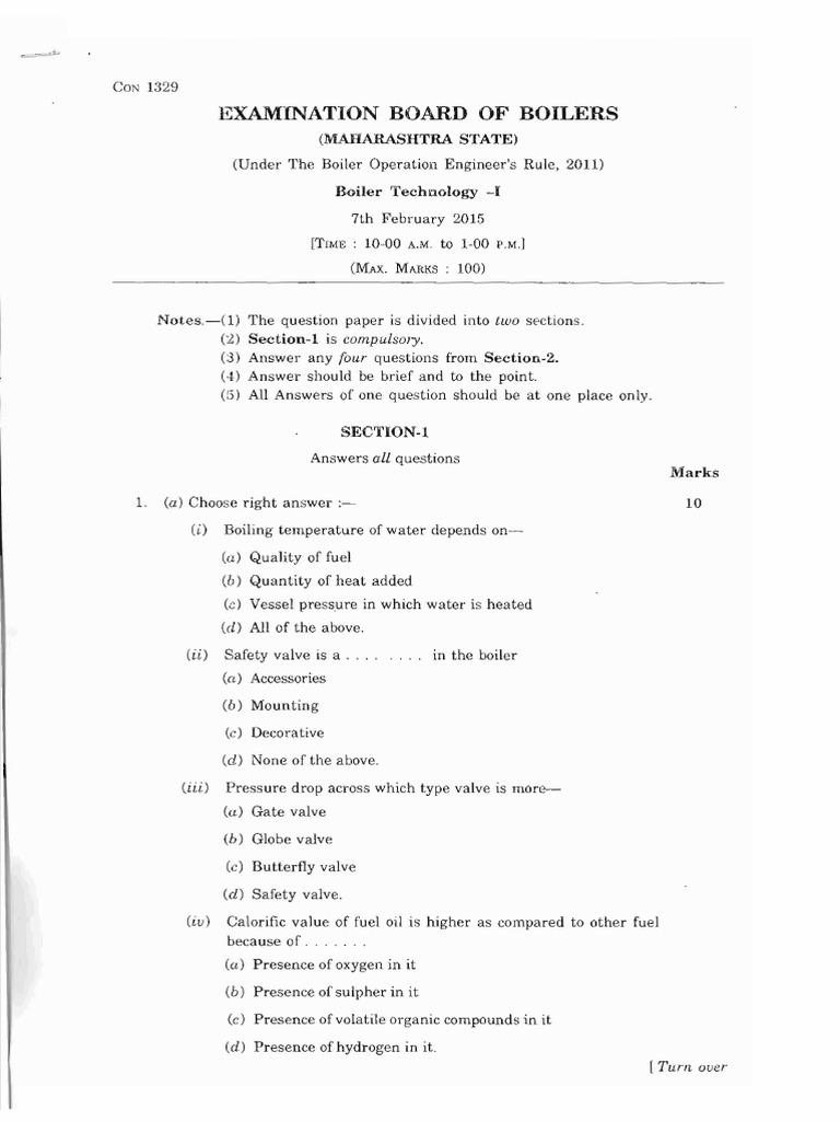 BOEEXAM Question Papers2015 Boiler Steam