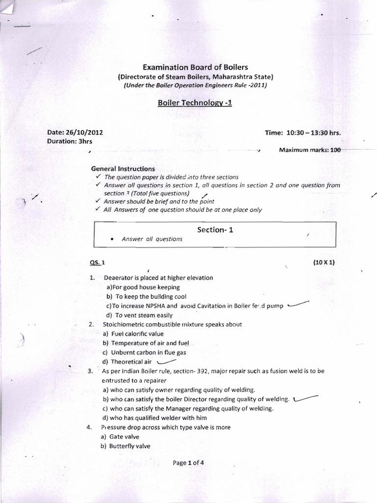 Boe Exam Paper Oct 2012 PDF Boiler Steam