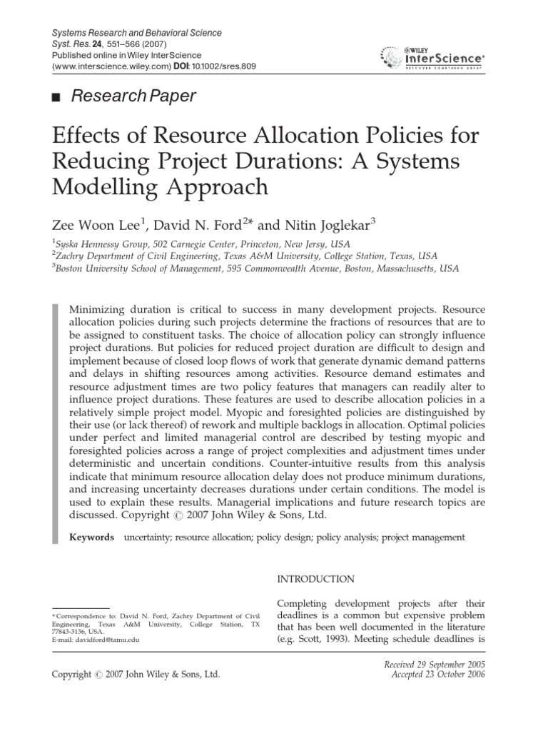 ResAllocPolicies Duration | PDF | Experiment | Simulation