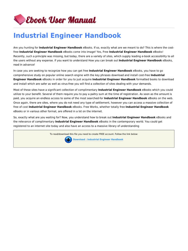 Industrial Engineer Handbook 2 E Books Engineering Free 30day