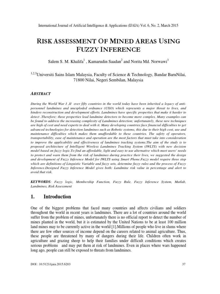 Fuzzy Inference for Landmine Risk Assessment | PDF | Fuzzy Logic | Logic