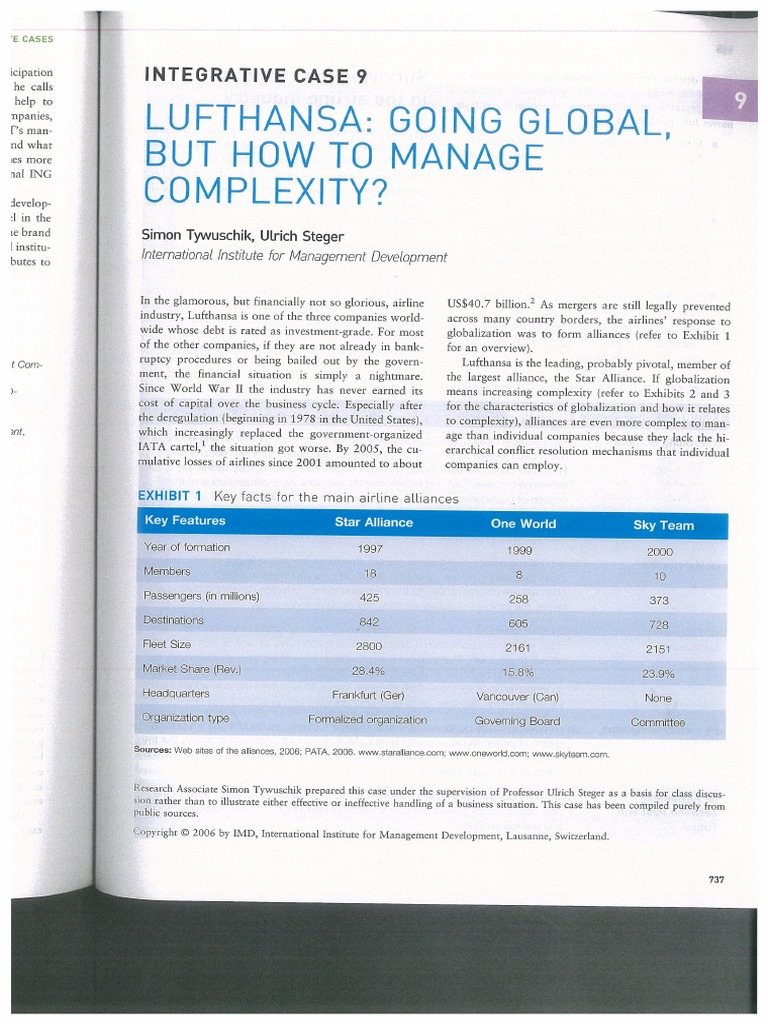 Lufthansa Going Global, But How To Manage Complexity? Case | PDF