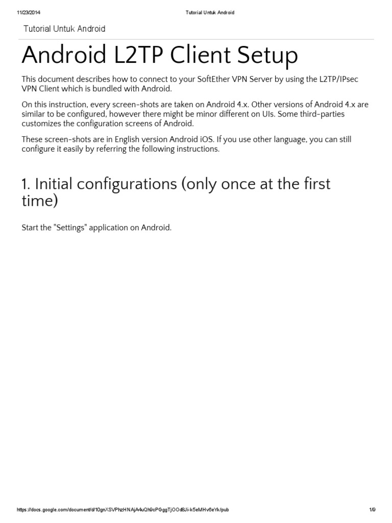 Android L2TP VPN Setup Guide | PDF | Business | Computers