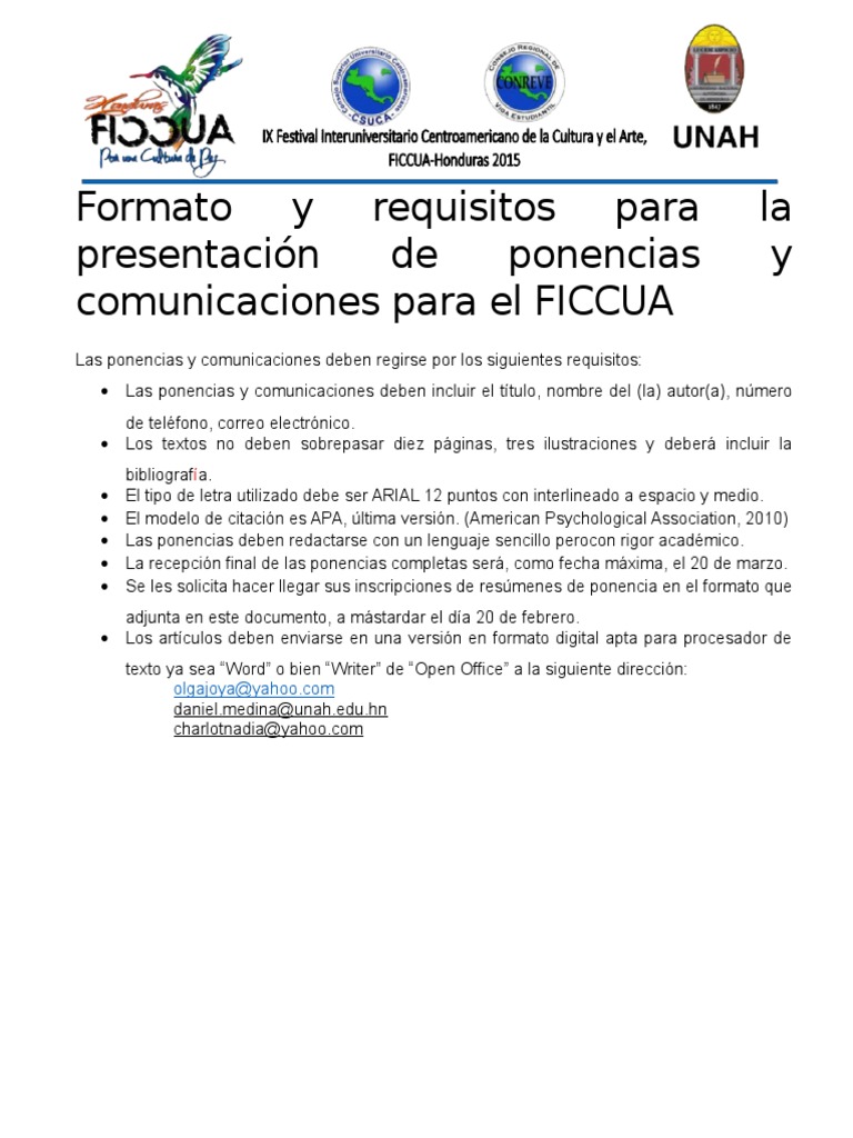 Formato y Requisitos para Presentación de Ponencia (1) .D Ocx | PDF ...