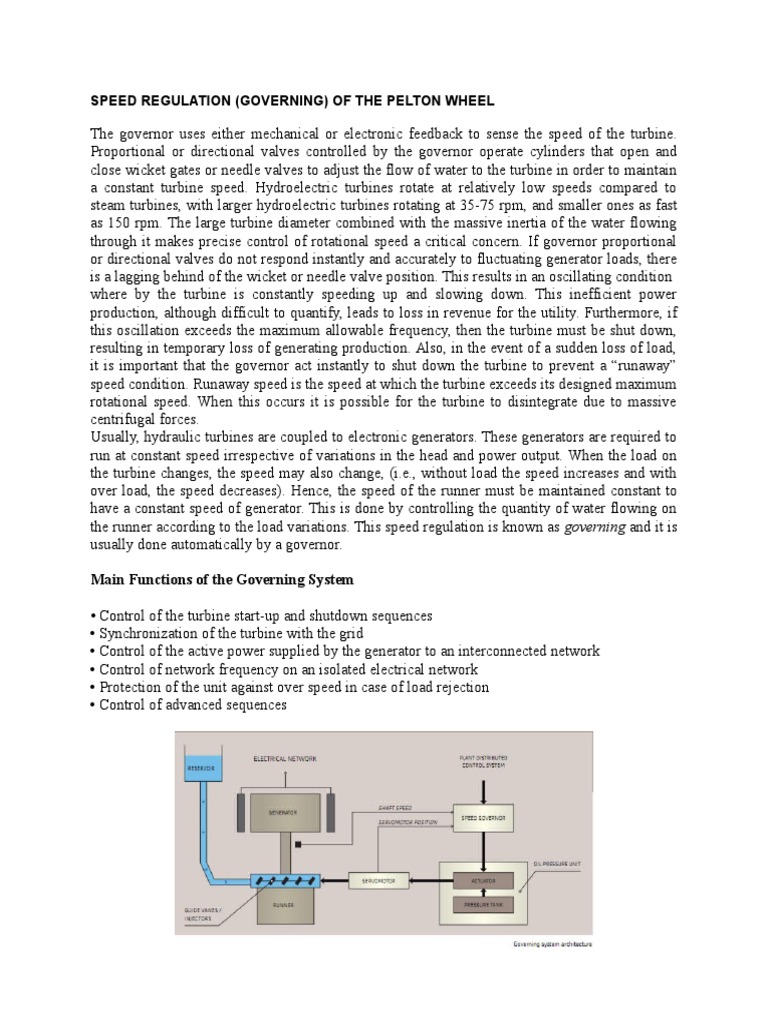 Governing Mechanism of Pelton Turbine | PDF | Turbine | Valve