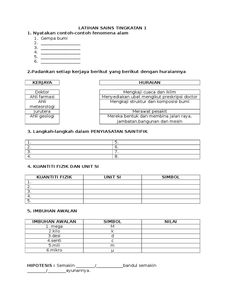 Latihan Sains Tingkatan 1 Pdf
