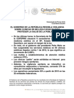 Comunicado de Prensa 10/15 12 de Febrero de 2015