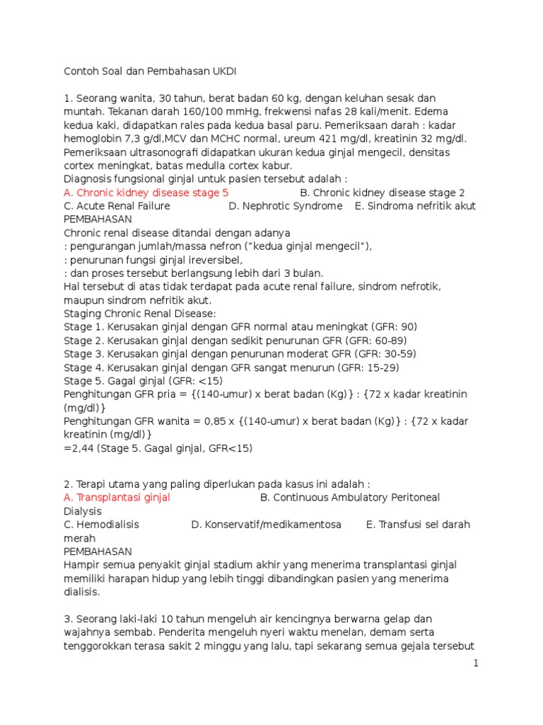 Soal Penyakit Ginjal