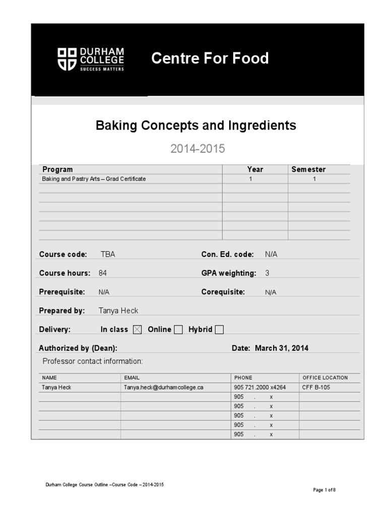 Baking Concepts Outline | PDF | Chocolate | Cakes